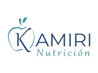 Logotipo azul y turquesa con la silueta de una manzana, dos hojas y la palabra Nutrición debajo.